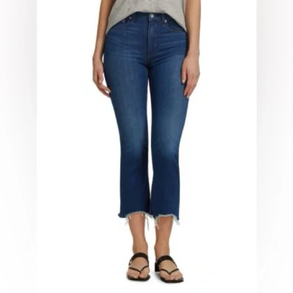 Rag & Bone Nina High Rise Ankle Flare Crossfield Jeans Distressed Hem - Picture 10 of 11